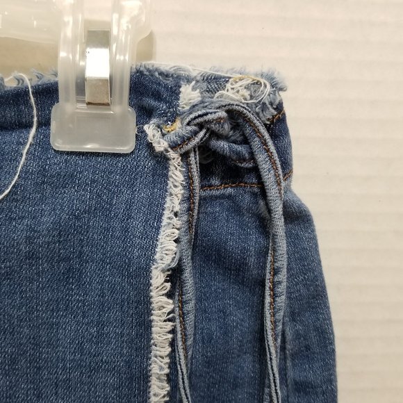 American Eagle skort 18 distressed frayed tie side wrap denim jean cut off waist - Picture 4 of 16